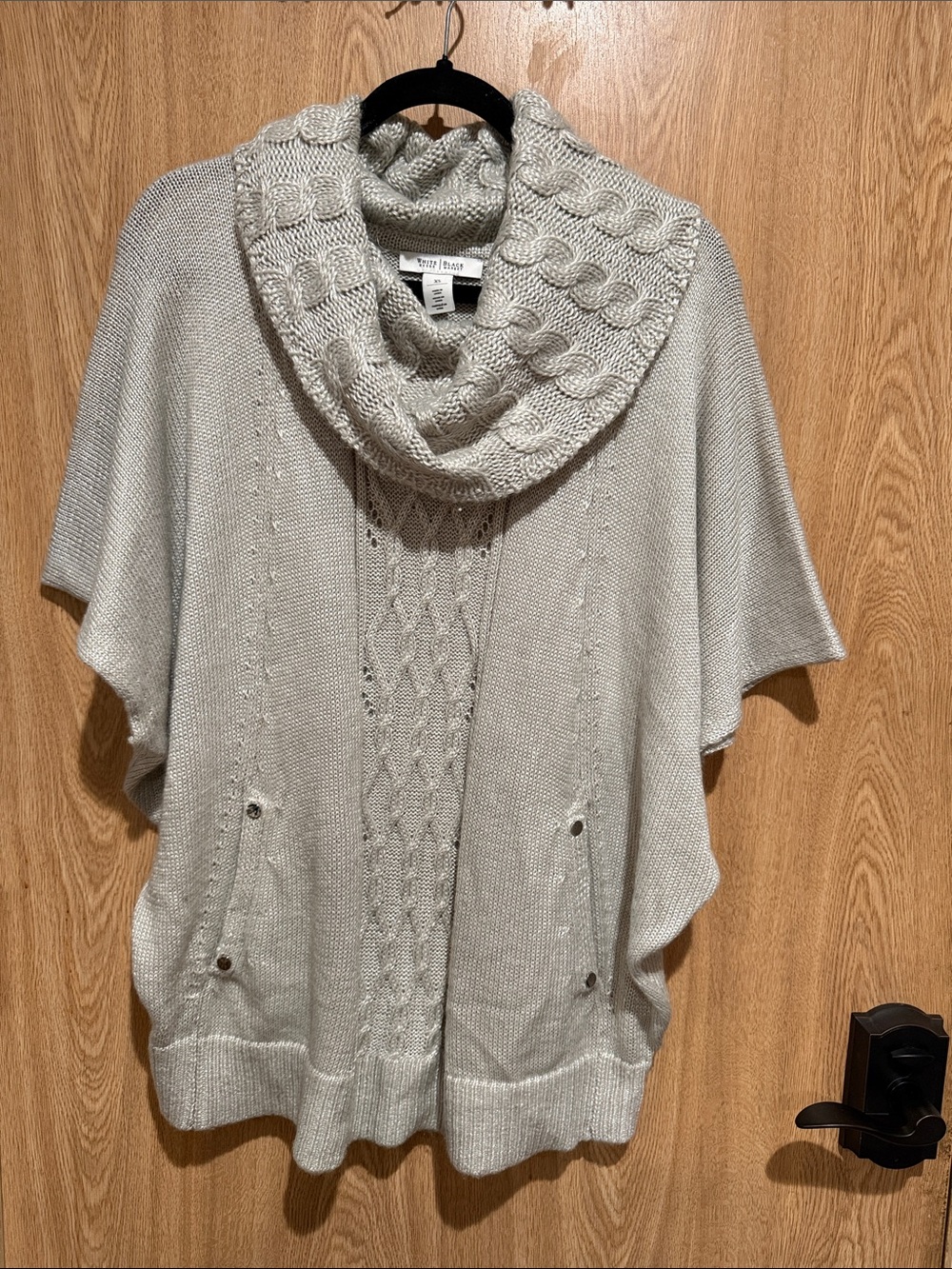 White House Black Market Light Cream Cable Cowl Sweater Poncho